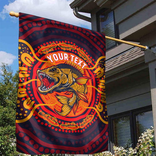 Personalized Barramundi Fish Garden Flag Australian Tropical Fish Indigenous Aboriginal Dot Art