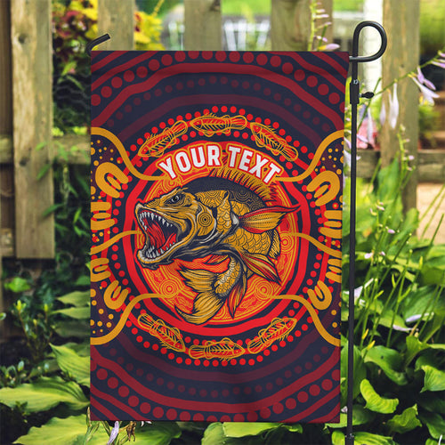 Personalized Barramundi Fish Garden Flag Australian Tropical Fish Indigenous Aboriginal Dot Art