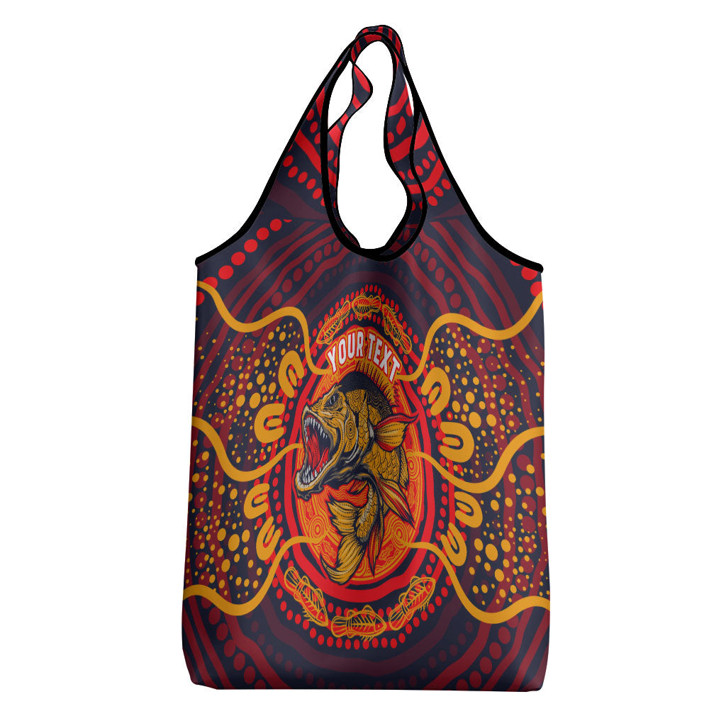 Personalized Barramundi Fish Grocery Bag Australian Tropical Fish Indigenous Aboriginal Dot Art