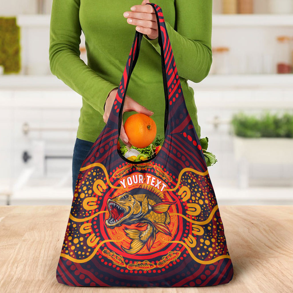Personalized Barramundi Fish Grocery Bag Australian Tropical Fish Indigenous Aboriginal Dot Art