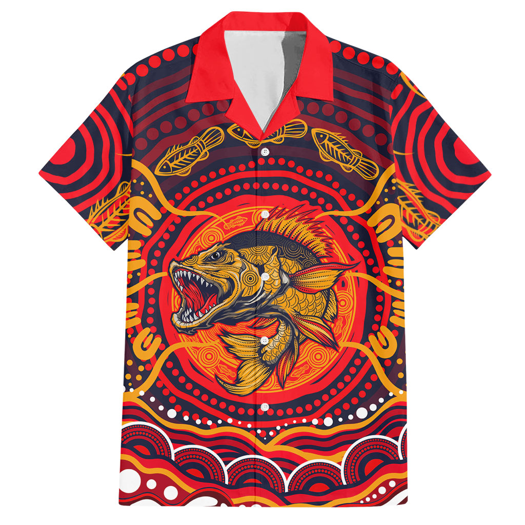 Personalized Barramundi Fish Hawaiian Shirt Australian Tropical Fish Indigenous Aboriginal Dot Art
