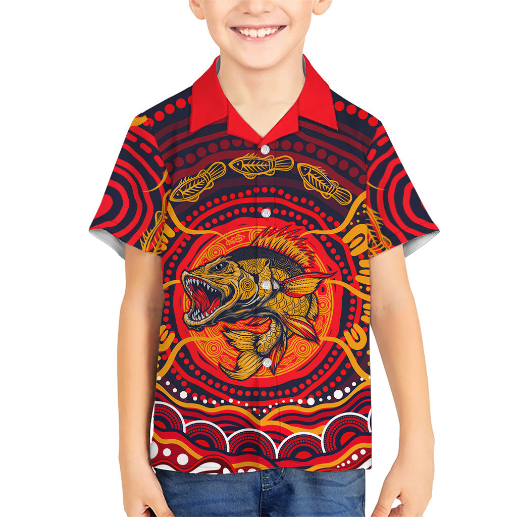 Personalized Barramundi Fish Hawaiian Shirt Australian Tropical Fish Indigenous Aboriginal Dot Art