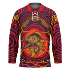 Personalized Barramundi Fish Hockey Jersey Australian Tropical Fish Indigenous Aboriginal Dot Art