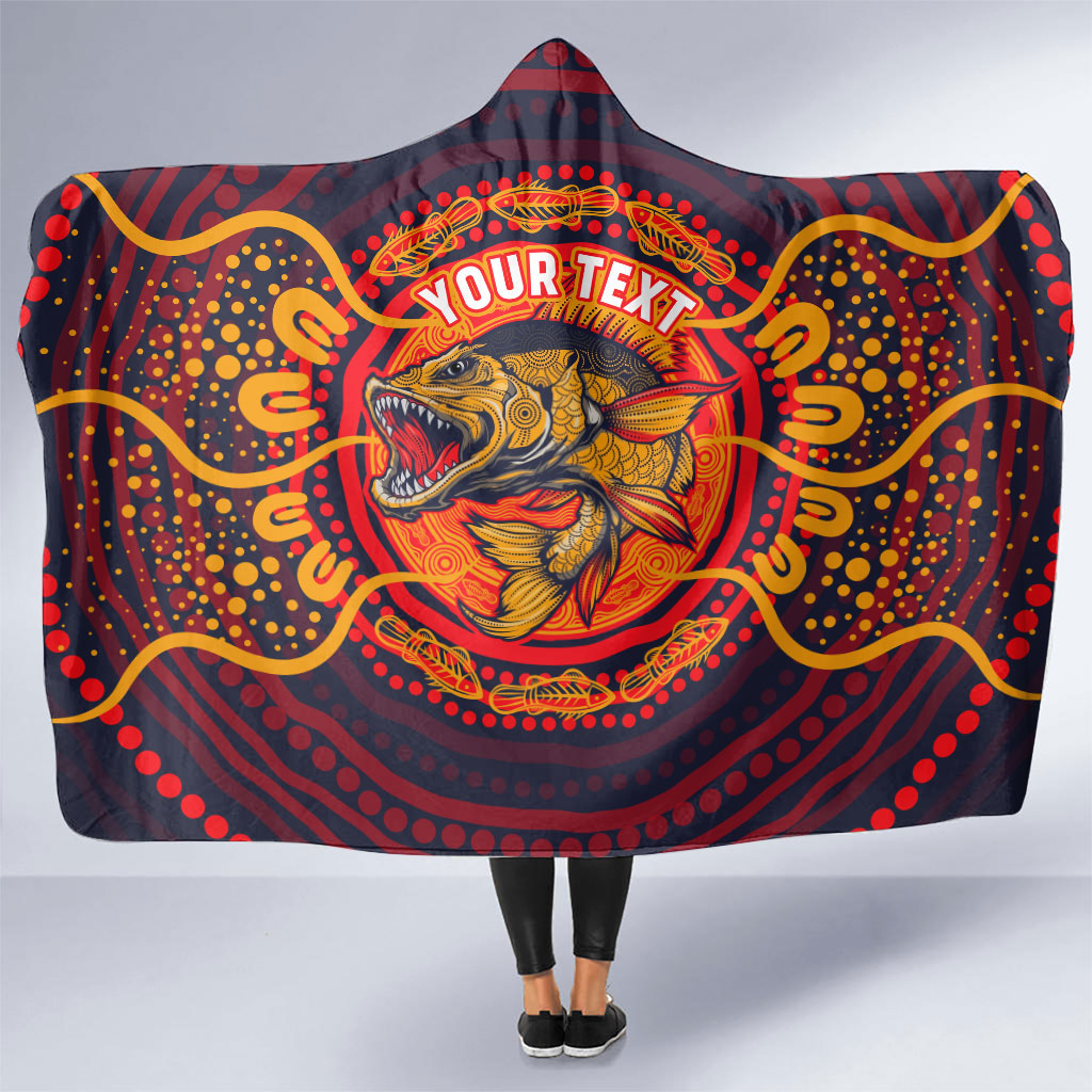 Personalized Barramundi Fish Hooded Blanket Australian Tropical Fish Indigenous Aboriginal Dot Art