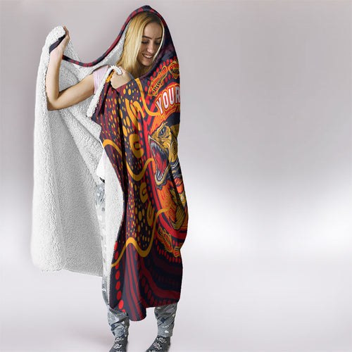 Personalized Barramundi Fish Hooded Blanket Australian Tropical Fish Indigenous Aboriginal Dot Art