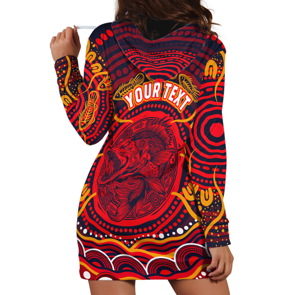Personalized Barramundi Fish Hoodie Dress Australian Tropical Fish Indigenous Aboriginal Dot Art
