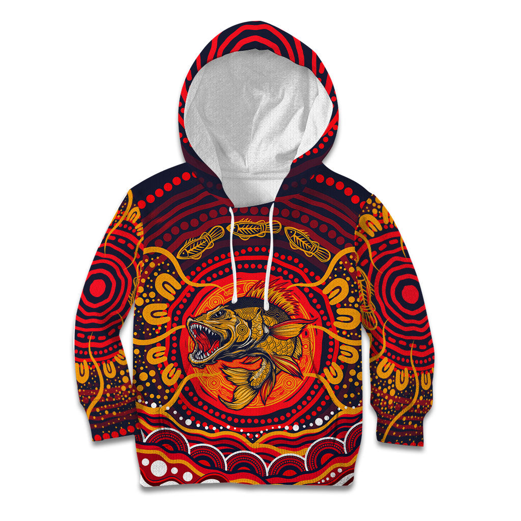 Personalized Barramundi Fish Kid Hoodie Australian Tropical Fish Indigenous Aboriginal Dot Art