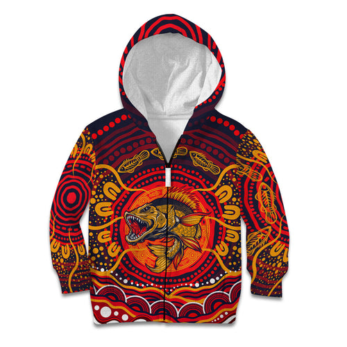 Personalized Barramundi Fish Kid Hoodie Australian Tropical Fish Indigenous Aboriginal Dot Art