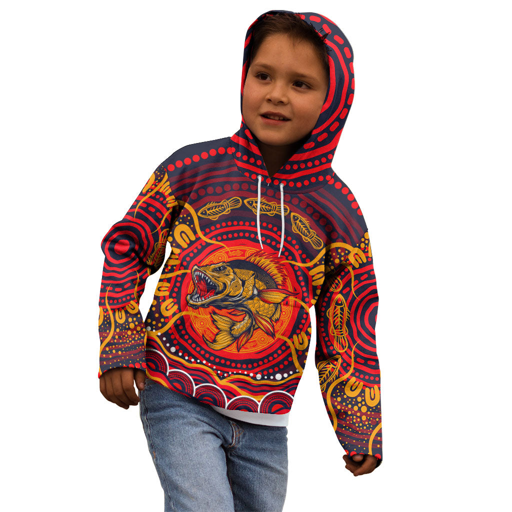 Personalized Barramundi Fish Kid Hoodie Australian Tropical Fish Indigenous Aboriginal Dot Art