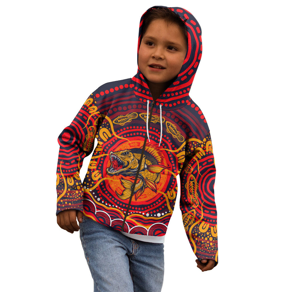 Personalized Barramundi Fish Kid Hoodie Australian Tropical Fish Indigenous Aboriginal Dot Art