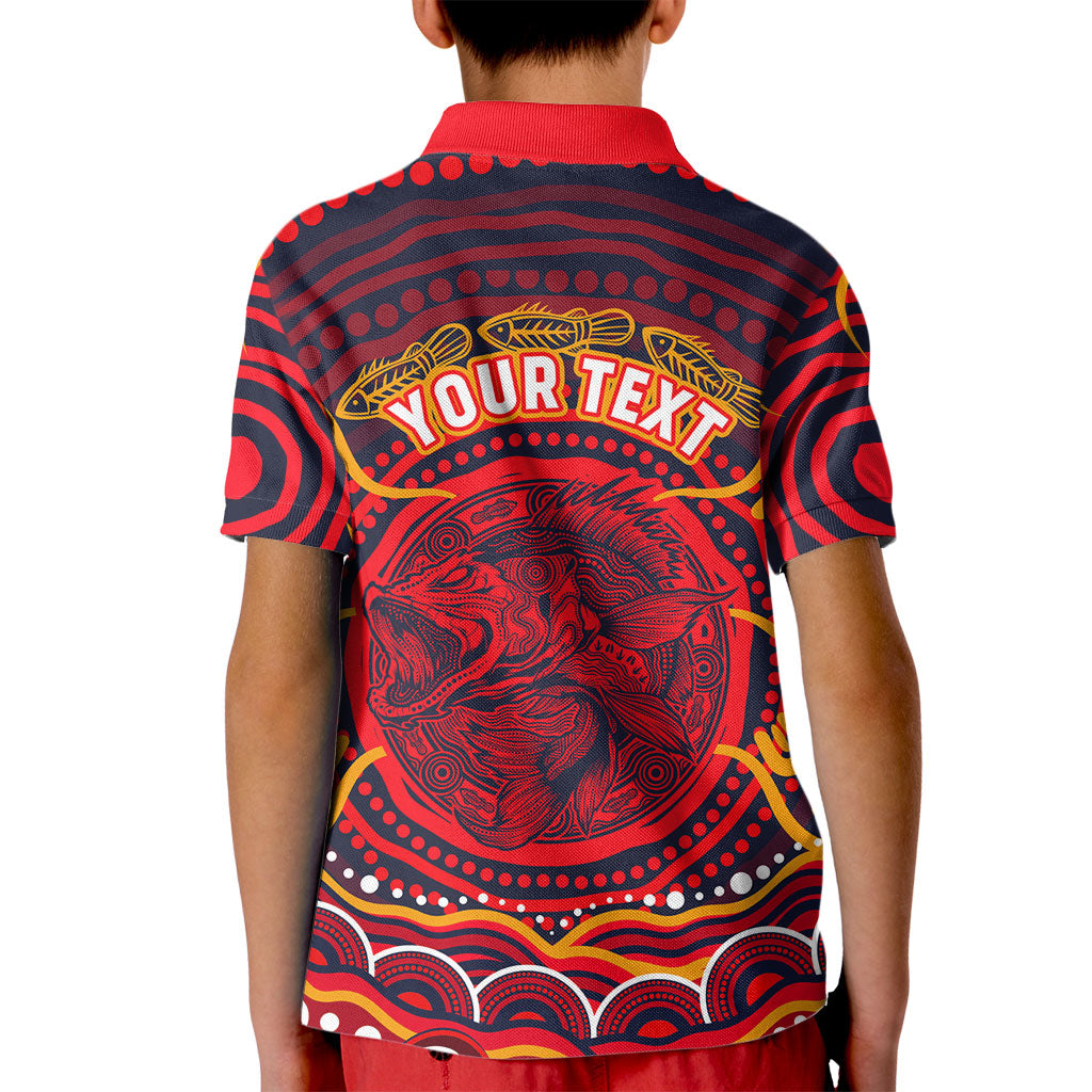 Personalized Barramundi Fish Kid Polo Shirt Australian Tropical Fish Indigenous Aboriginal Dot Art