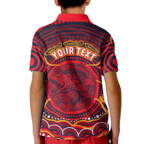 Personalized Barramundi Fish Kid Polo Shirt Australian Tropical Fish Indigenous Aboriginal Dot Art