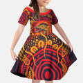 Personalized Barramundi Fish Kid Short Sleeve Dress Australian Tropical Fish Indigenous Aboriginal Dot Art