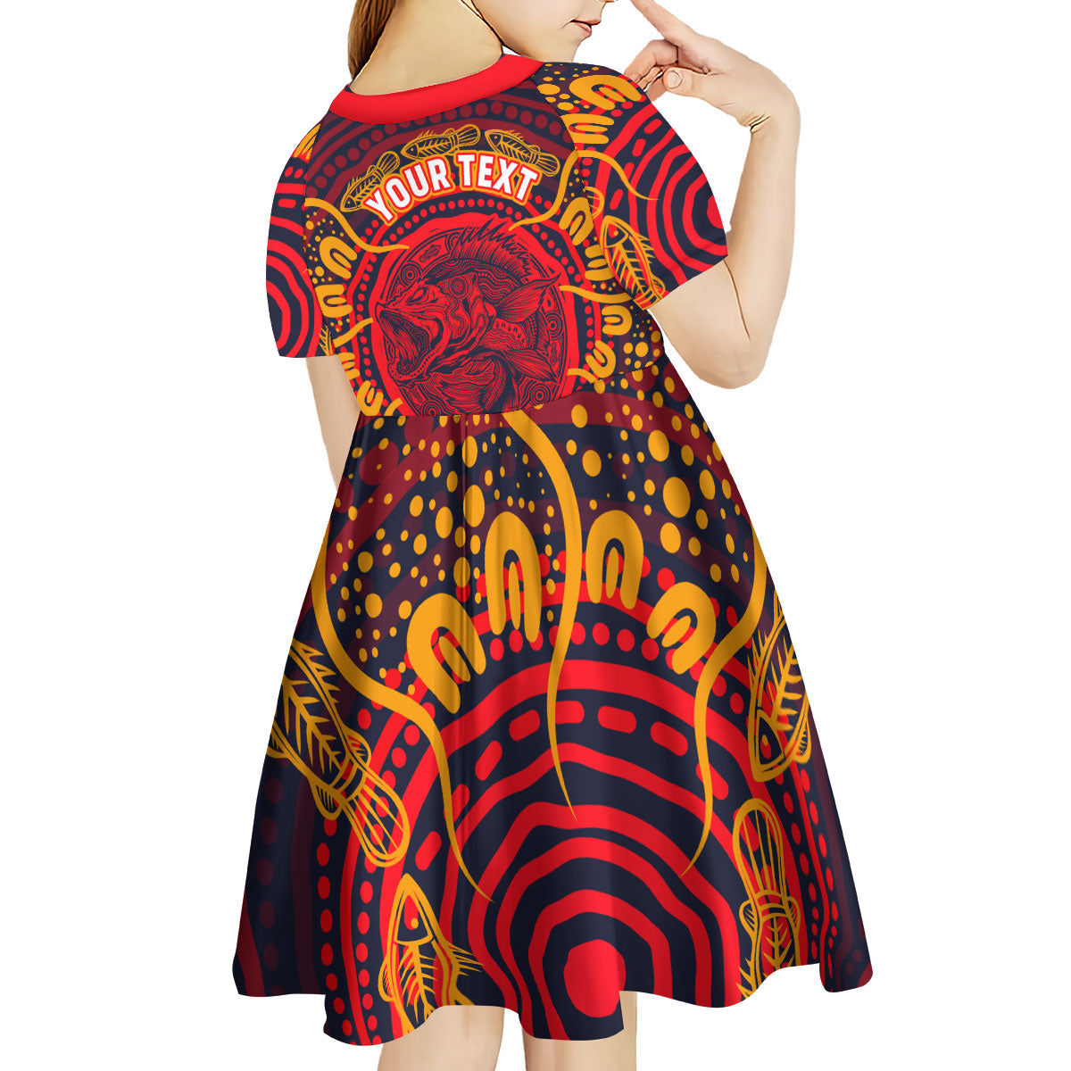 Personalized Barramundi Fish Kid Short Sleeve Dress Australian Tropical Fish Indigenous Aboriginal Dot Art