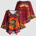 Personalized Barramundi Fish Kimono Sleeve Blouse Australian Tropical Fish Indigenous Aboriginal Dot Art