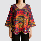 Personalized Barramundi Fish Kimono Sleeve Blouse Australian Tropical Fish Indigenous Aboriginal Dot Art