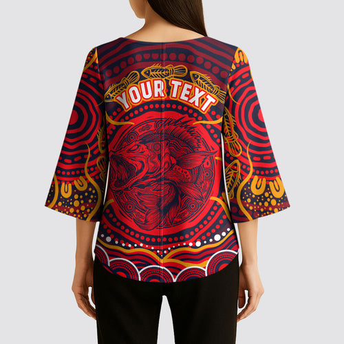 Personalized Barramundi Fish Kimono Sleeve Blouse Australian Tropical Fish Indigenous Aboriginal Dot Art