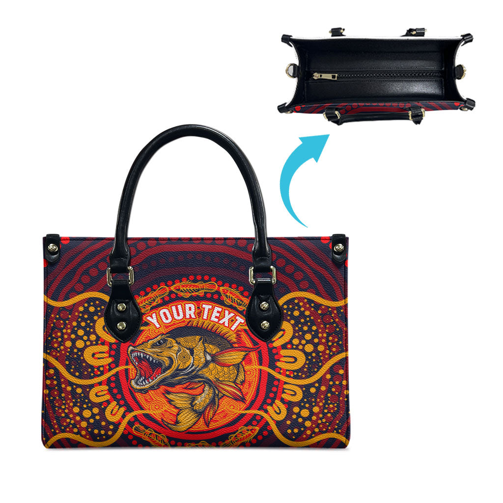Personalized Barramundi Fish Leather Bag Australian Tropical Fish Indigenous Aboriginal Dot Art