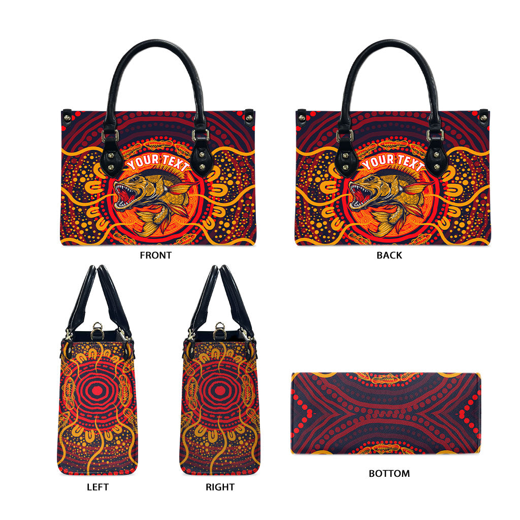 Personalized Barramundi Fish Leather Bag Australian Tropical Fish Indigenous Aboriginal Dot Art