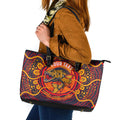 Personalized Barramundi Fish Leather Tote Bag Australian Tropical Fish Indigenous Aboriginal Dot Art