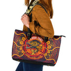 Personalized Barramundi Fish Leather Tote Bag Australian Tropical Fish Indigenous Aboriginal Dot Art