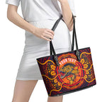 Personalized Barramundi Fish Leather Tote Bag Australian Tropical Fish Indigenous Aboriginal Dot Art