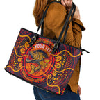 Personalized Barramundi Fish Leather Tote Bag Australian Tropical Fish Indigenous Aboriginal Dot Art