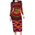 Personalized Barramundi Fish Long Sleeve Bodycon Dress Australian Tropical Fish Indigenous Aboriginal Dot Art