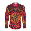 Personalized Barramundi Fish Long Sleeve Button Shirt Australian Tropical Fish Indigenous Aboriginal Dot Art