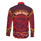 Personalized Barramundi Fish Long Sleeve Button Shirt Australian Tropical Fish Indigenous Aboriginal Dot Art