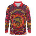 Personalized Barramundi Fish Long Sleeve Polo Shirt Australian Tropical Fish Indigenous Aboriginal Dot Art