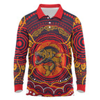 Personalized Barramundi Fish Long Sleeve Polo Shirt Australian Tropical Fish Indigenous Aboriginal Dot Art