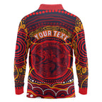 Personalized Barramundi Fish Long Sleeve Polo Shirt Australian Tropical Fish Indigenous Aboriginal Dot Art