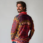Personalized Barramundi Fish Long Sleeve Polo Shirt Australian Tropical Fish Indigenous Aboriginal Dot Art
