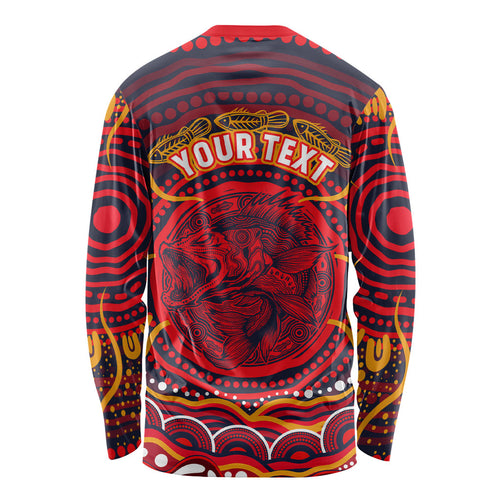 Personalized Barramundi Fish Long Sleeve Shirt Australian Tropical Fish Indigenous Aboriginal Dot Art