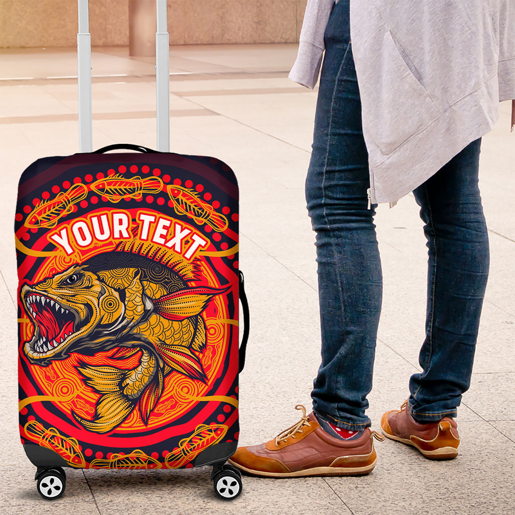 Personalized Barramundi Fish Luggage Cover Australian Tropical Fish Indigenous Aboriginal Dot Art