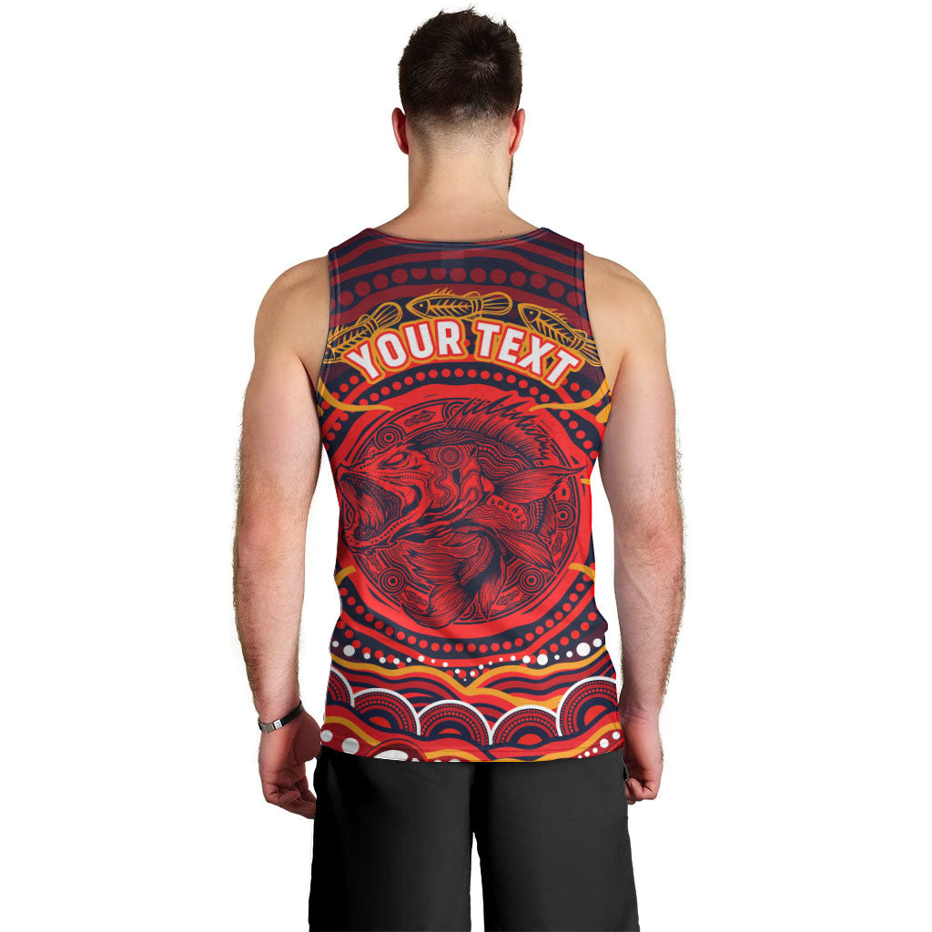 Personalized Barramundi Fish Men Tank Top Australian Tropical Fish Indigenous Aboriginal Dot Art