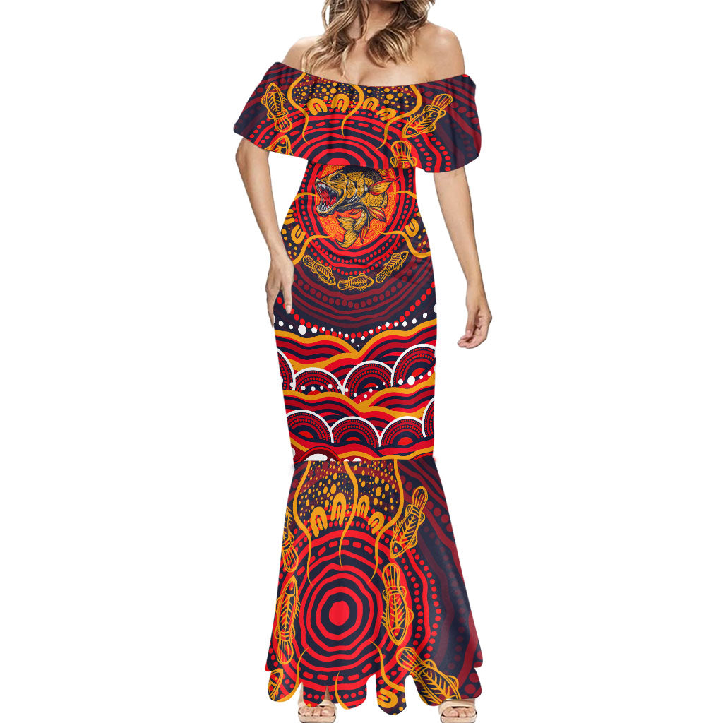 Personalized Barramundi Fish Mermaid Dress Australian Tropical Fish Indigenous Aboriginal Dot Art