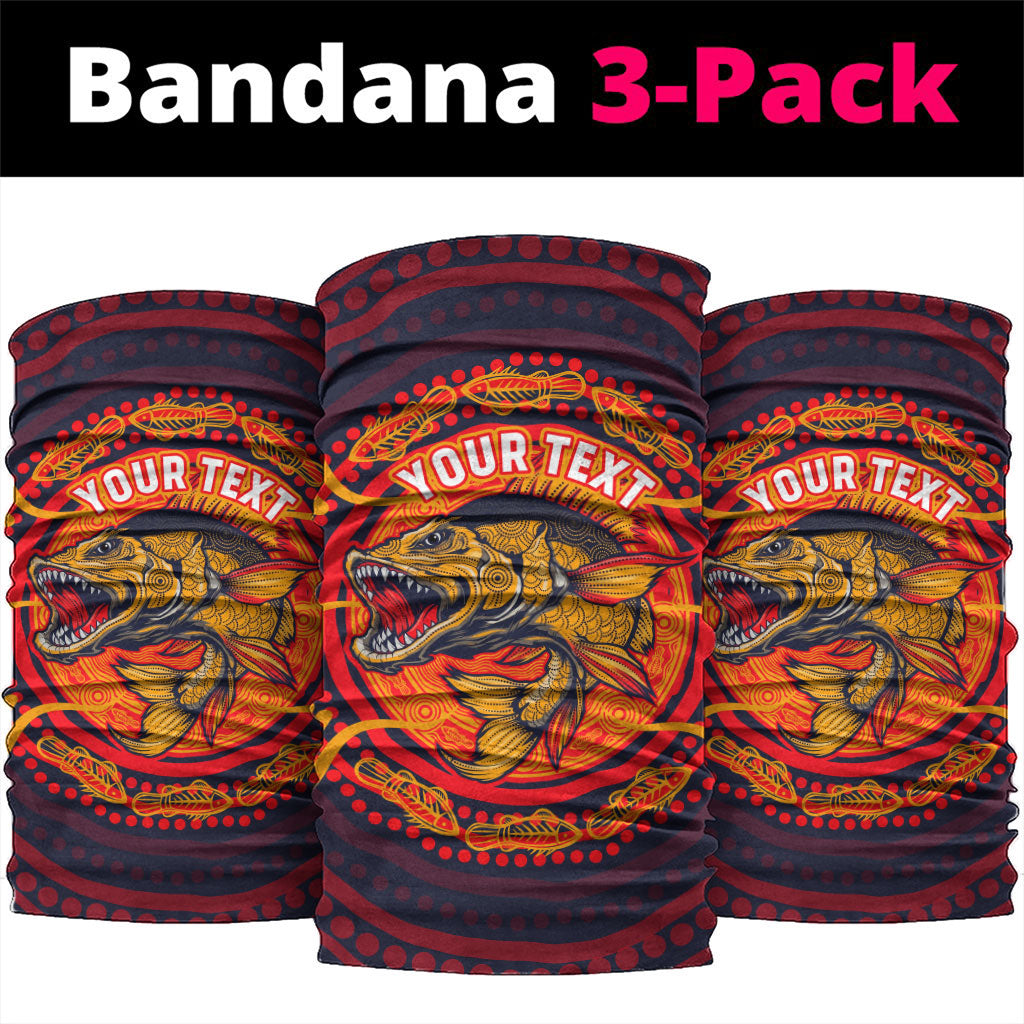 Personalized Barramundi Fish Neck Gaiter Australian Tropical Fish Indigenous Aboriginal Dot Art