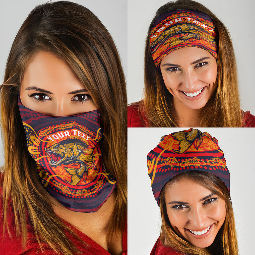 Personalized Barramundi Fish Neck Gaiter Australian Tropical Fish Indigenous Aboriginal Dot Art
