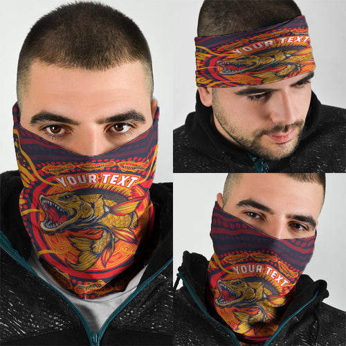 Personalized Barramundi Fish Neck Gaiter Australian Tropical Fish Indigenous Aboriginal Dot Art