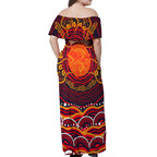 Personalized Barramundi Fish Off Shoulder Maxi Dress Australian Tropical Fish Indigenous Aboriginal Dot Art