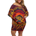 Personalized Barramundi Fish Off Shoulder Short Dress Australian Tropical Fish Indigenous Aboriginal Dot Art