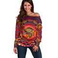 Personalized Barramundi Fish Off Shoulder Sweater Australian Tropical Fish Indigenous Aboriginal Dot Art
