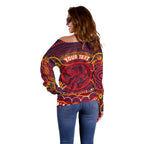 Personalized Barramundi Fish Off Shoulder Sweater Australian Tropical Fish Indigenous Aboriginal Dot Art