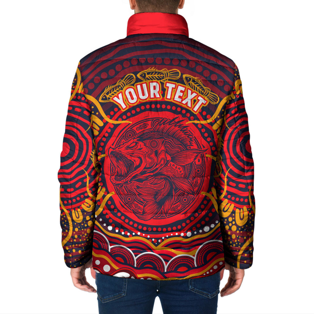 Personalized Barramundi Fish Padded Jacket Australian Tropical Fish Indigenous Aboriginal Dot Art