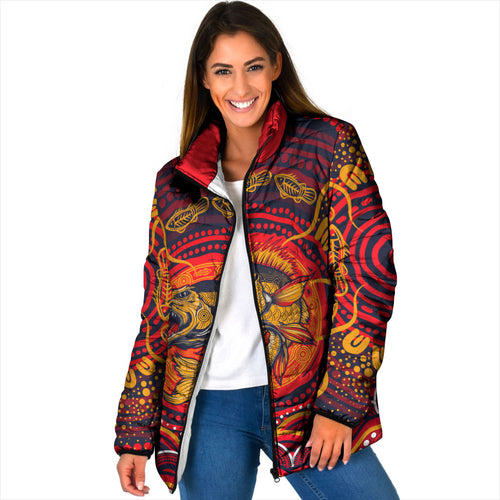 Personalized Barramundi Fish Padded Jacket Australian Tropical Fish Indigenous Aboriginal Dot Art