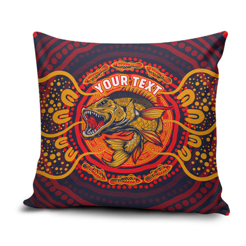 Personalized Barramundi Fish Pillow Cover Australian Tropical Fish Indigenous Aboriginal Dot Art