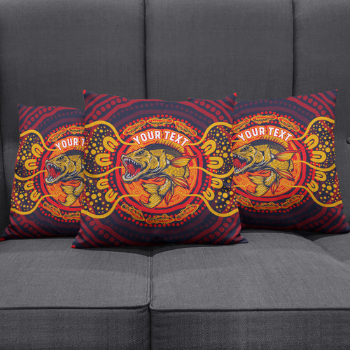 Personalized Barramundi Fish Pillow Cover Australian Tropical Fish Indigenous Aboriginal Dot Art