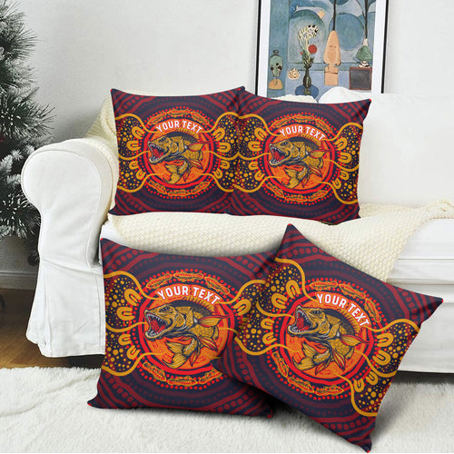Personalized Barramundi Fish Pillow Cover Australian Tropical Fish Indigenous Aboriginal Dot Art